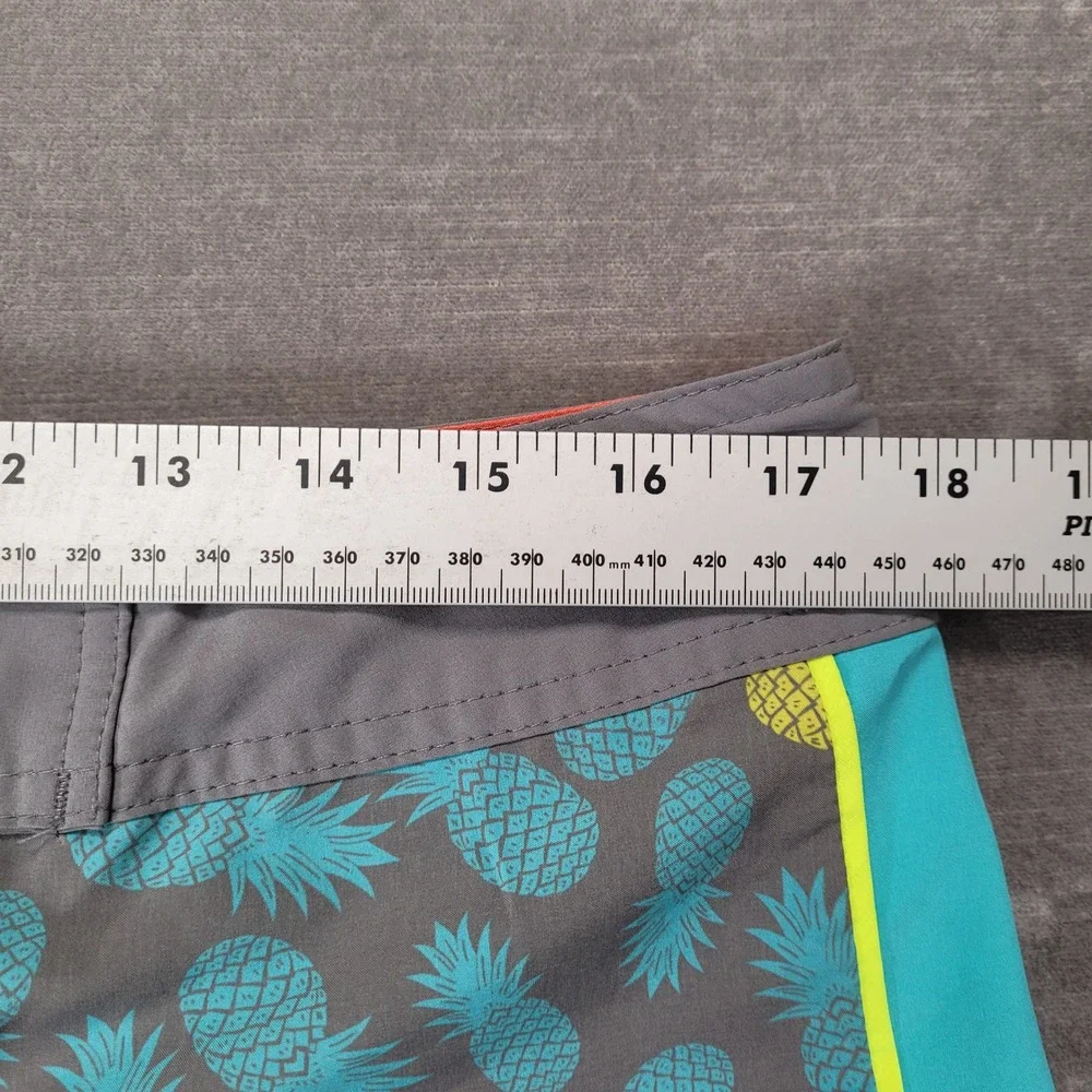 Ocean Pacific OP Y2K Mens‎ 34 Board Shorts Gray Pineapple Print Blue